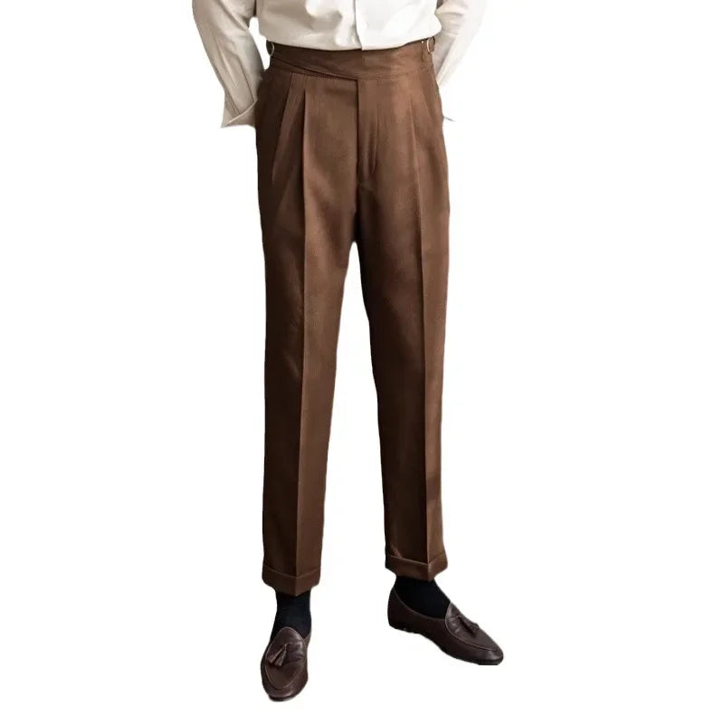 Men’s Elegant Pleated Suit Trousers – Vintage Fit